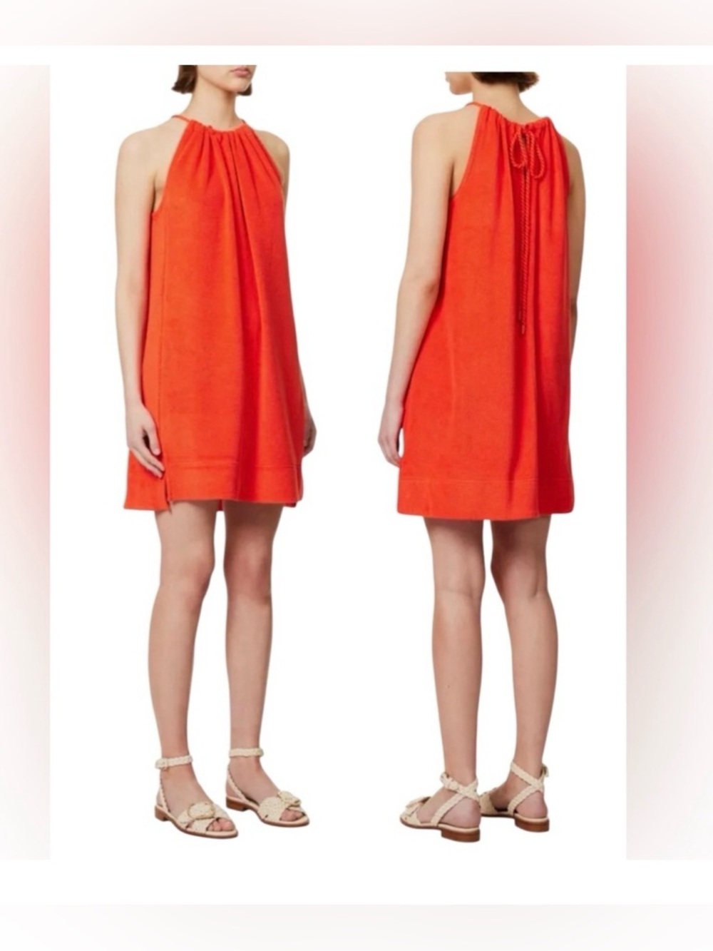 ME+EM Versatile Orange Terry Cloth Braided-Strap Mini Dress for Women Size 6